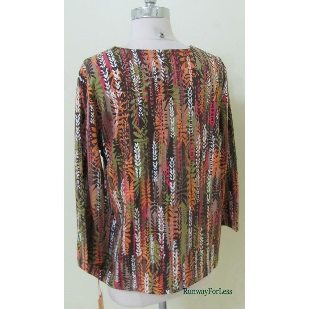 New RUBY RD Womens Large Beads Beaded Global Nomad Sabel Multi Stretch Tee Top - Picture 4 of 6